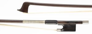 A silver-mounted violin bow by James Tubbs, London, circa 1890 — head and frog