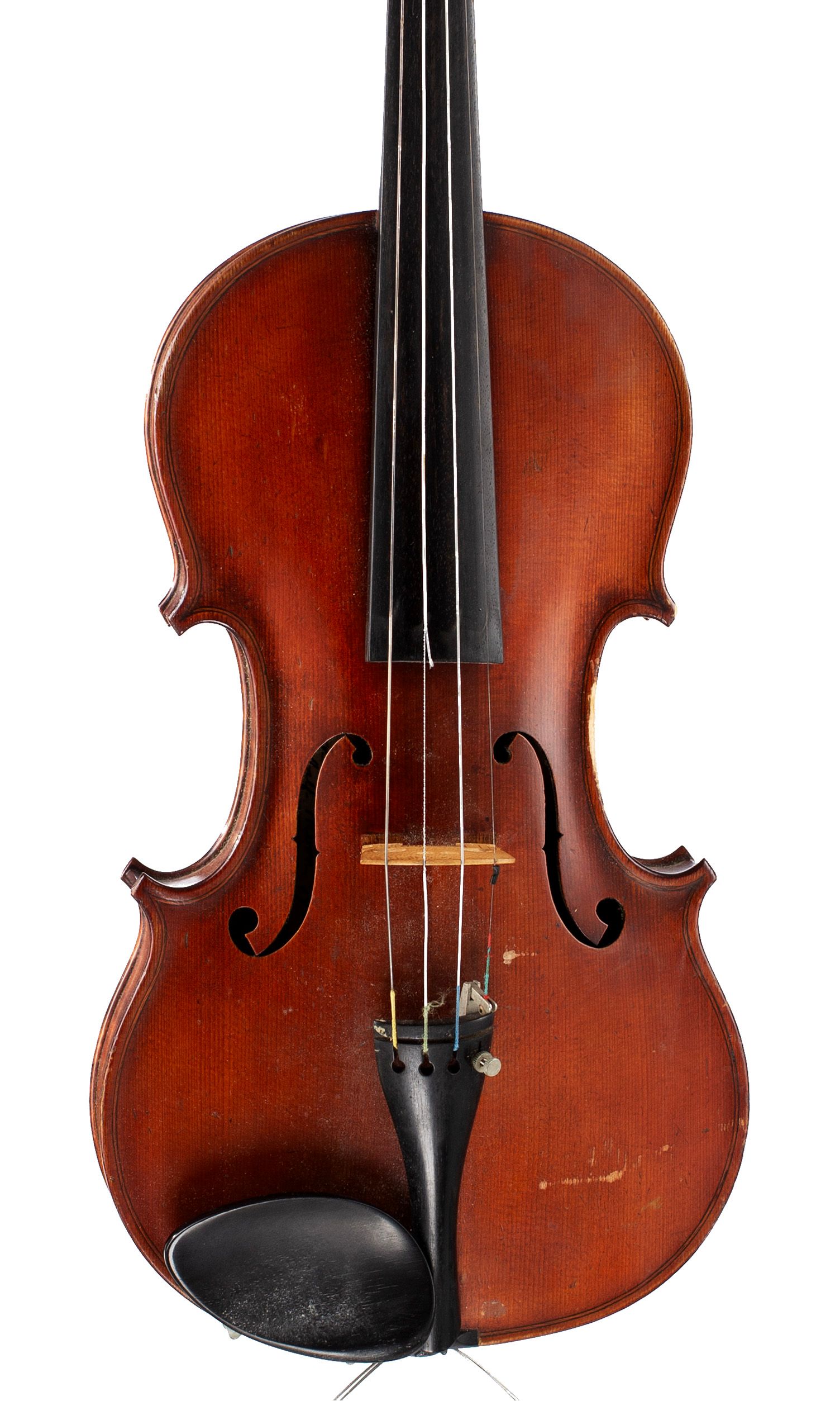 Violin by Walter H. Mayson, Manchester, 1901 — angled view, 10°