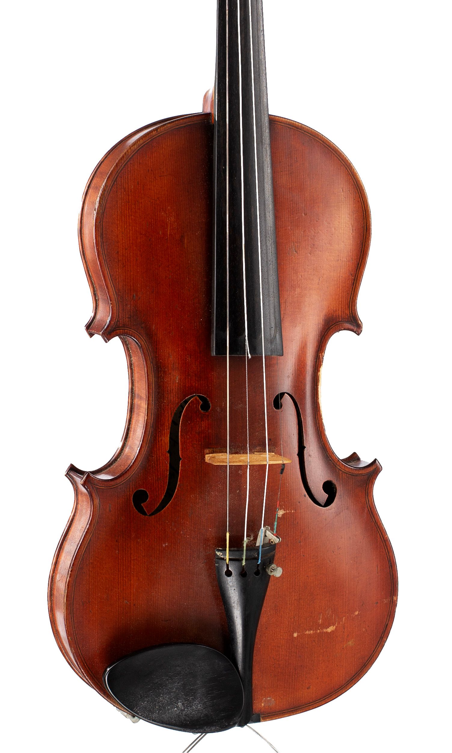 Violin by Walter H. Mayson, Manchester, 1901 — angled view, 20°
