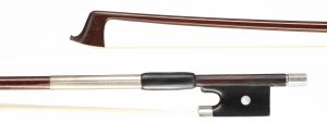 A silver-mounted viola bow by L. Pfretzschner, Germany — head and frog