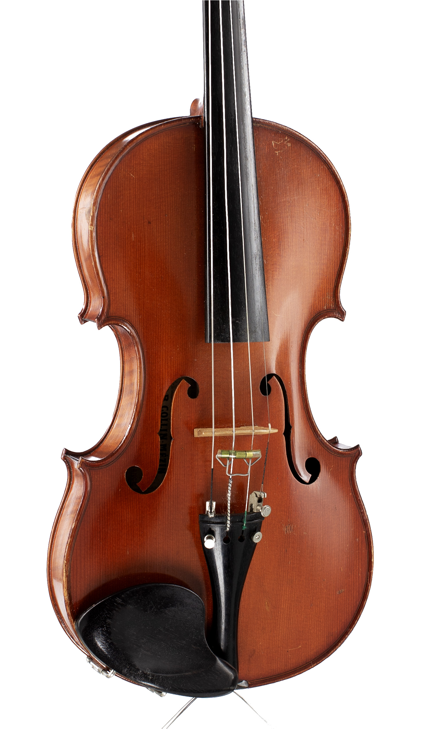 A violin by Charles Collin-Mezzin fils, Mirecourt, 1934 — angled view, 20°
