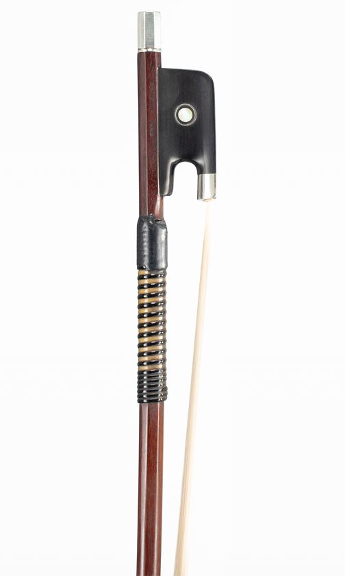 A silver-mounted cello bow by Eugène Sartory, Paris, circa 1900 — frog detail