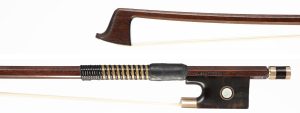 A gold and tortoiseshell-mounted viola bow by John Clutterbuck, London, 1971 — head and frog