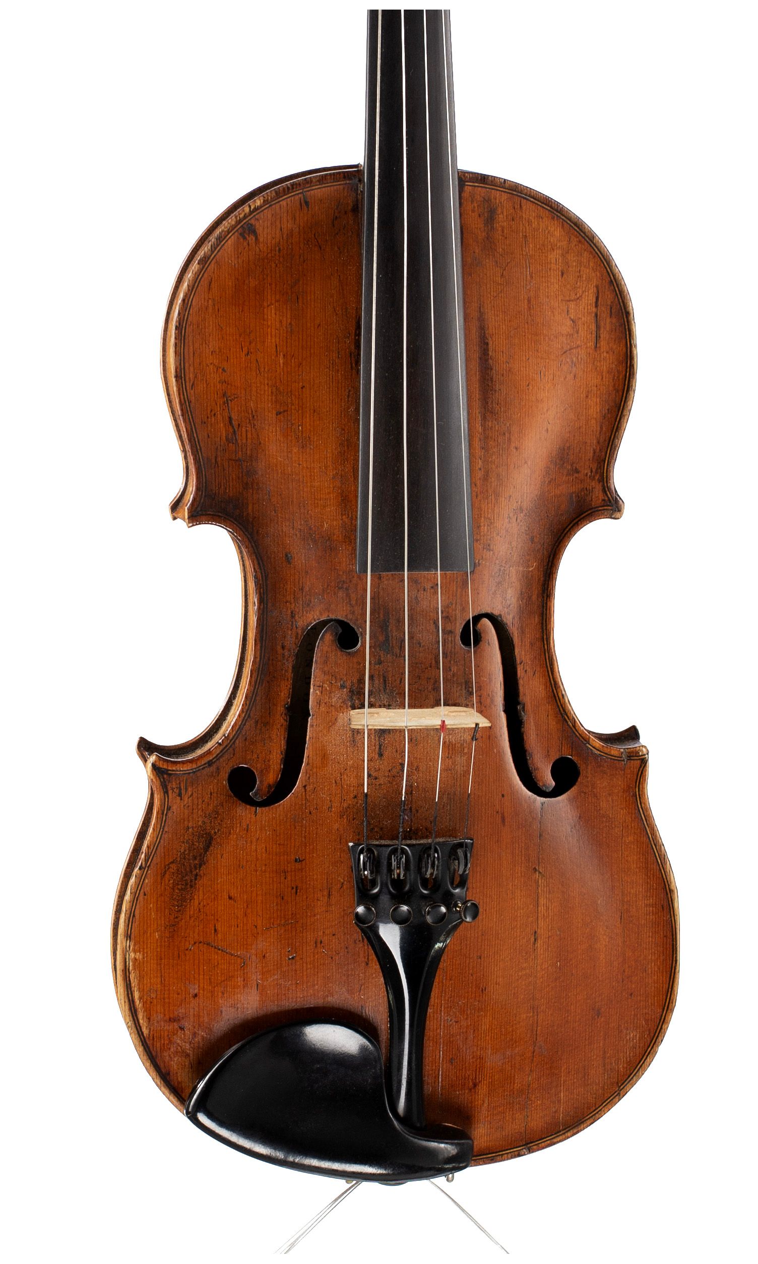 Violin, Workshop of Charles & Samuel Thompson, London, circa 1770 — angled view, 10°