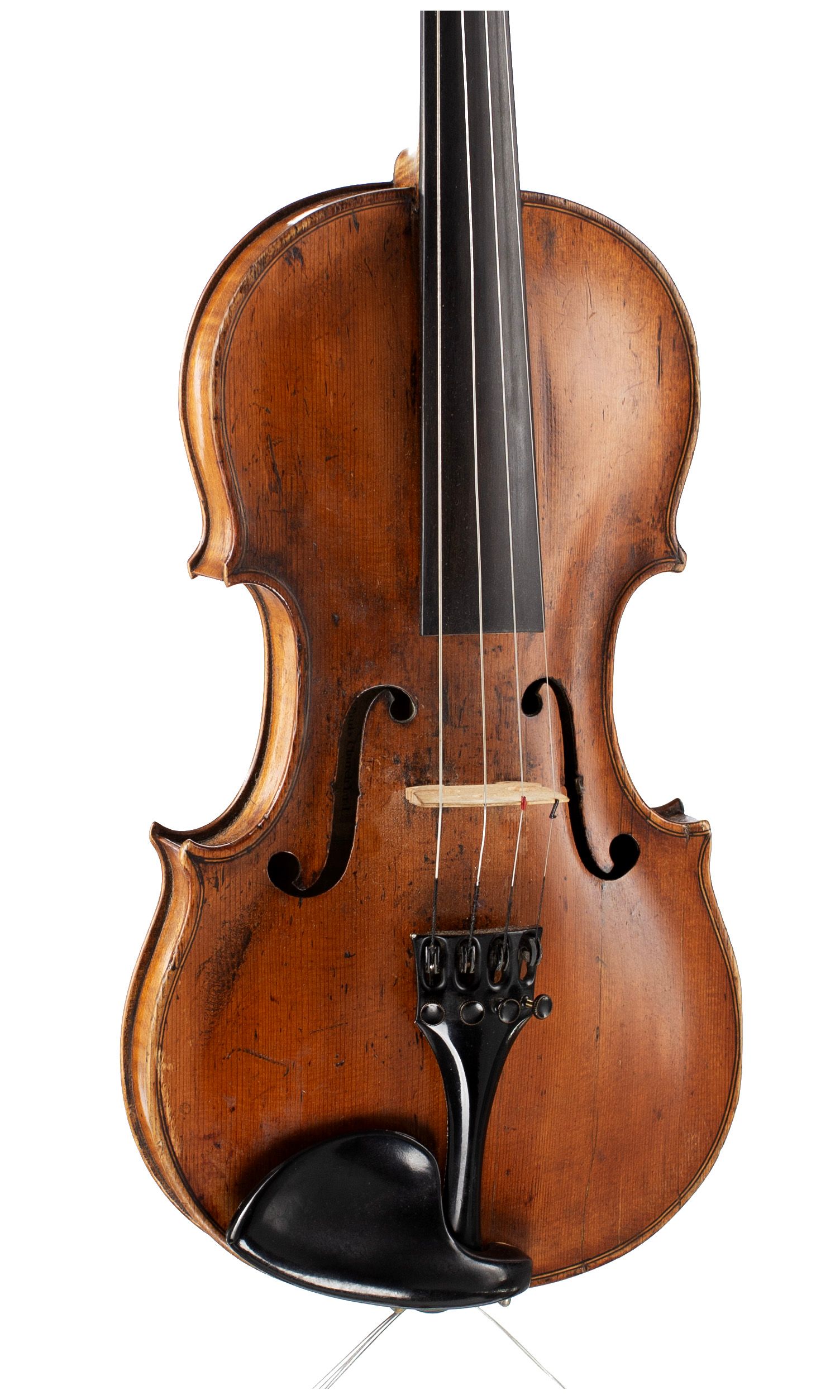 Violin, Workshop of Charles & Samuel Thompson, London, circa 1770 — angled view, 20°