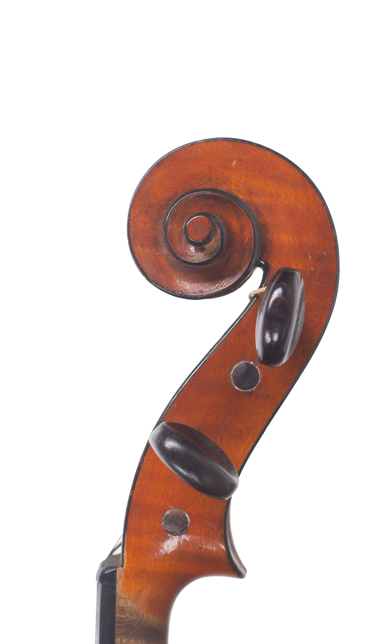 Violin, Workshop of Jérôme Thibouville-Lamy, Mirecourt, circa 1920 — scroll