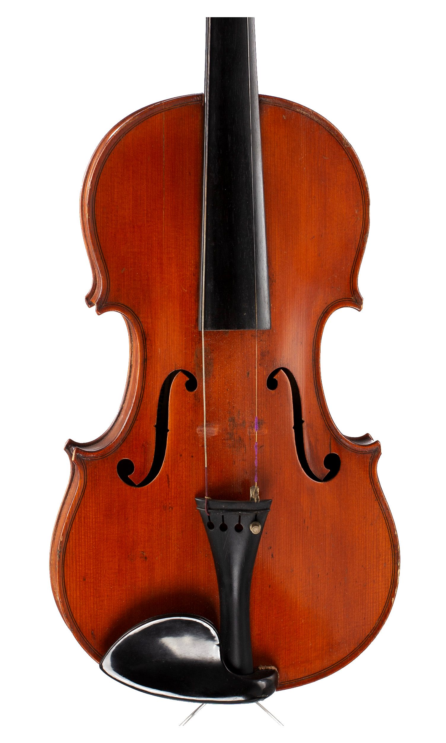 Violin, Workshop of Jérôme Thibouville-Lamy, Mirecourt, circa 1920 — angled view, 10°