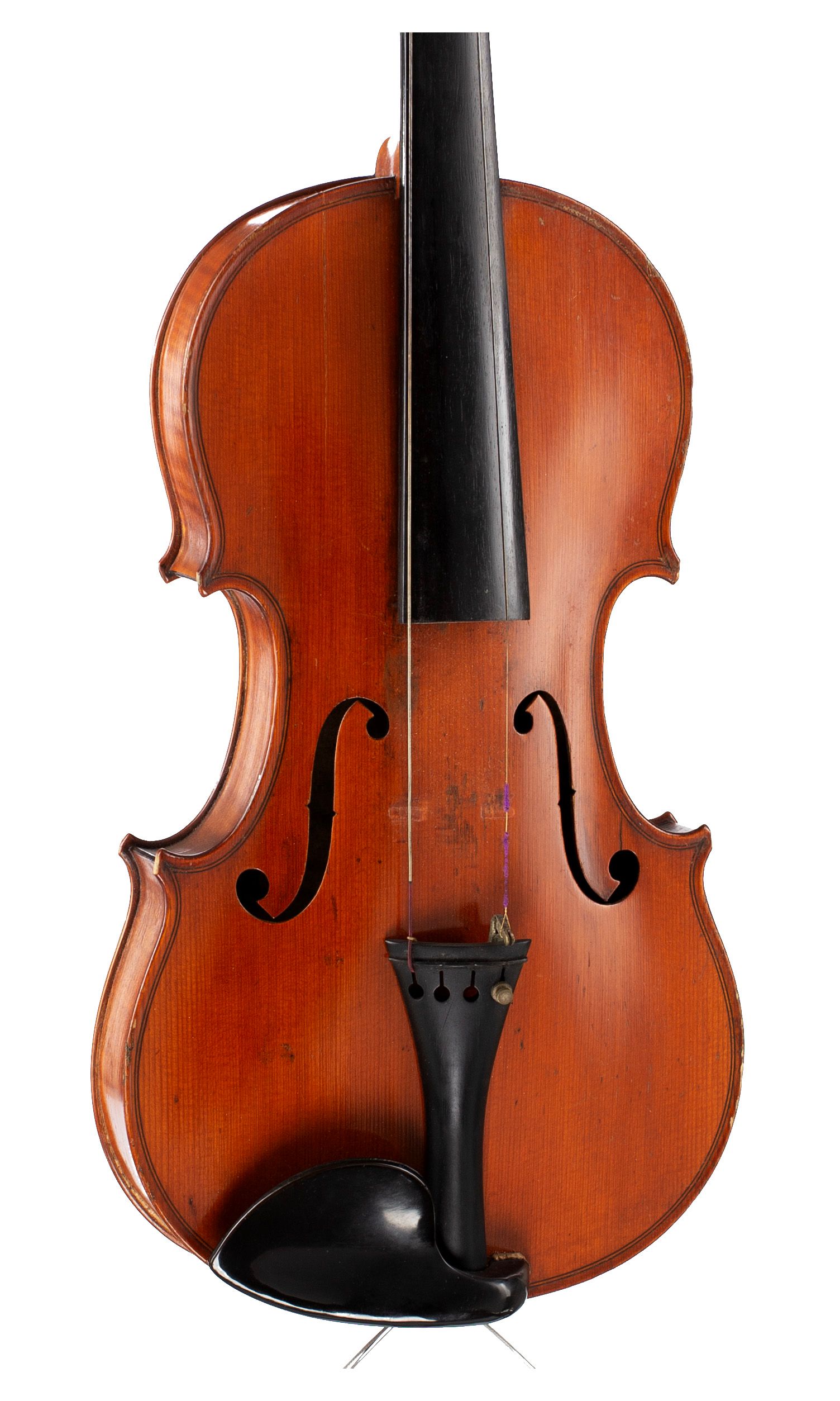 Violin, Workshop of Jérôme Thibouville-Lamy, Mirecourt, circa 1920 — angled view, 20°