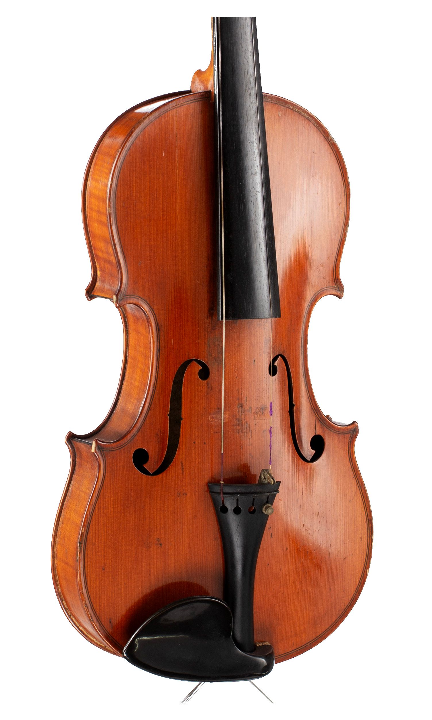 Violin, Workshop of Jérôme Thibouville-Lamy, Mirecourt, circa 1920 — angled view, 30°