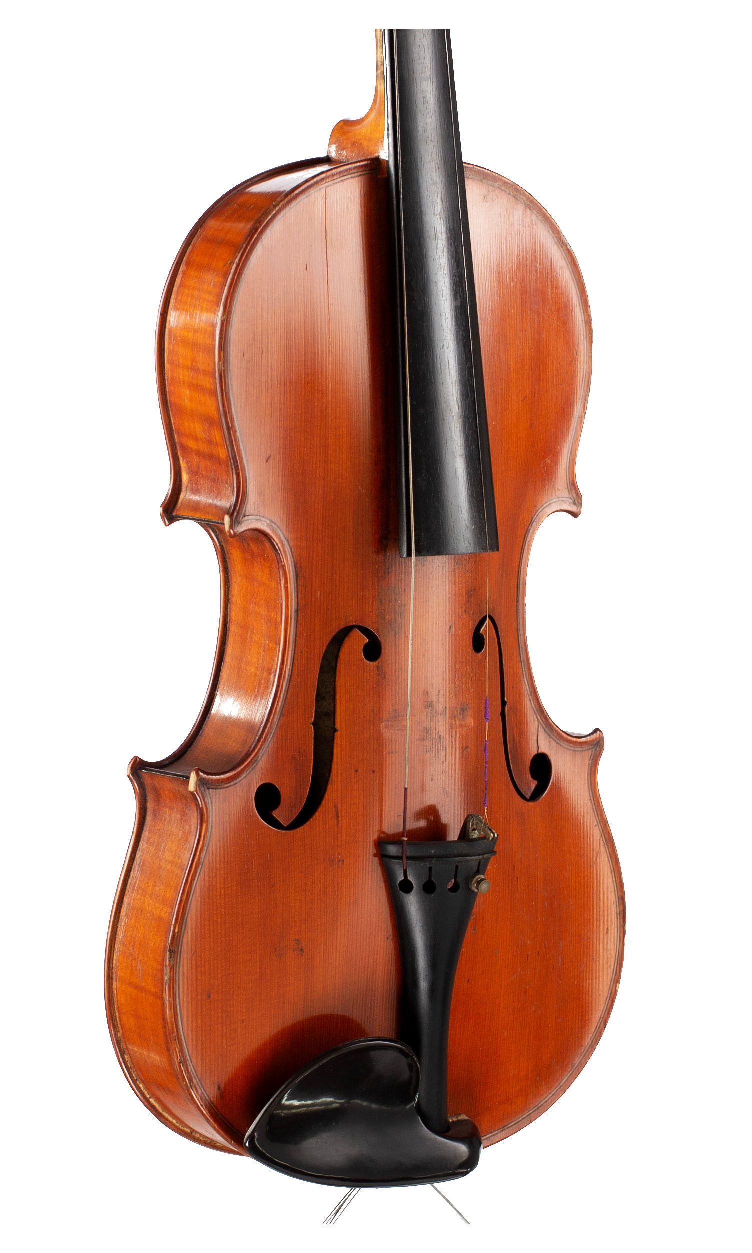 Violin, Workshop of Jérôme Thibouville-Lamy, Mirecourt, circa 1920 — angled view, 40°