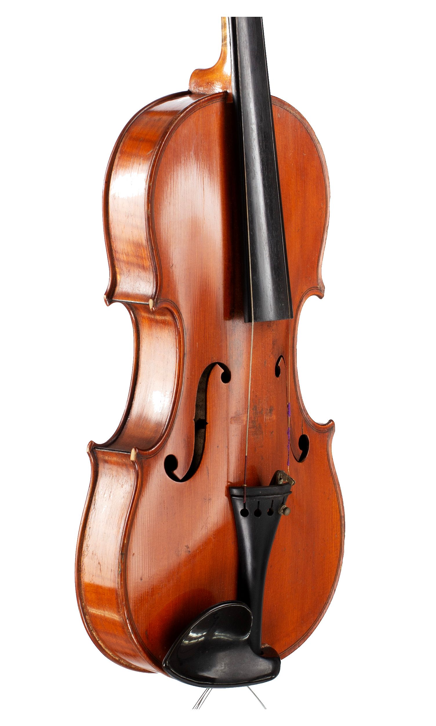 Violin, Workshop of Jérôme Thibouville-Lamy, Mirecourt, circa 1920 — angled view, 50°