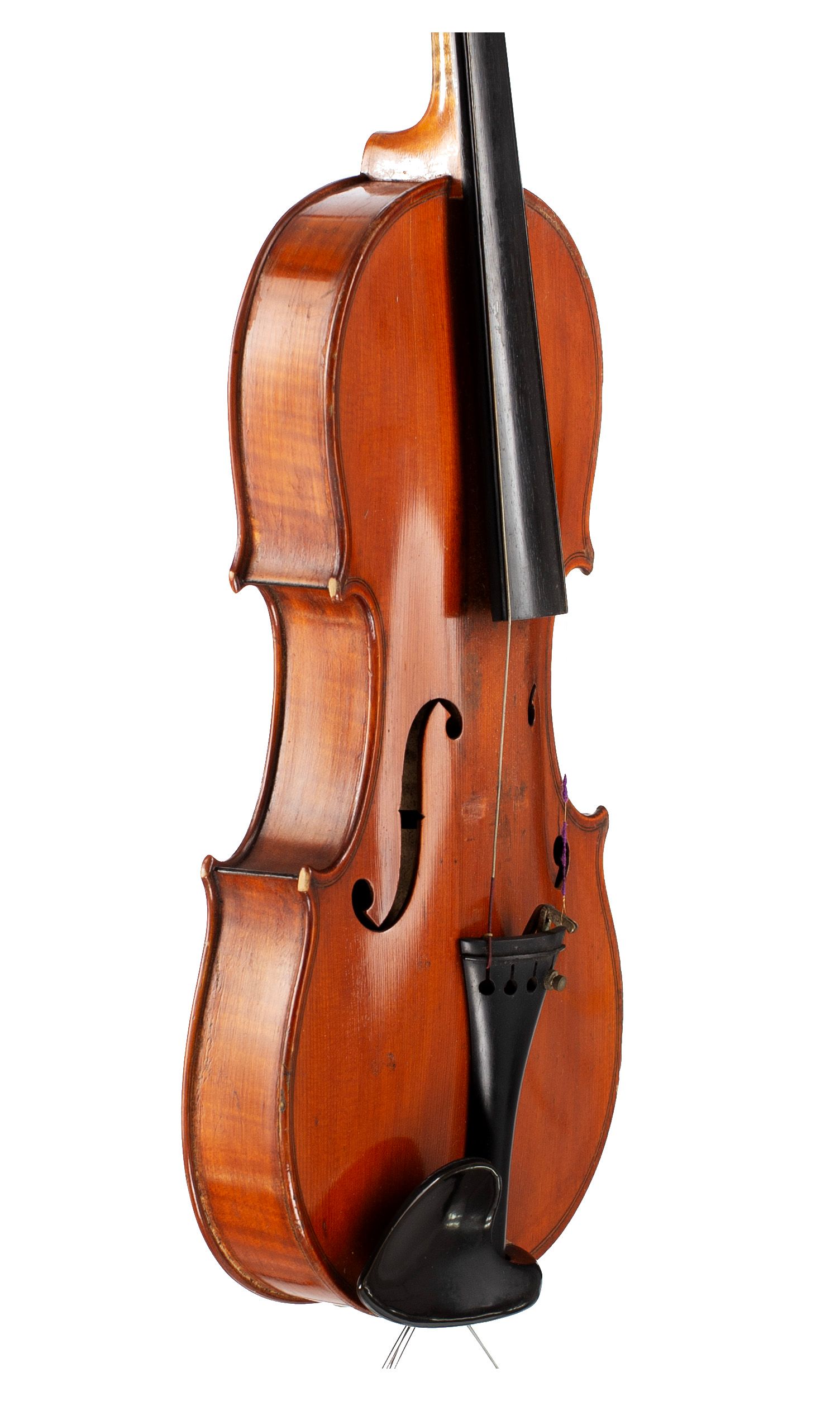 Violin, Workshop of Jérôme Thibouville-Lamy, Mirecourt, circa 1920 — angled view, 60°