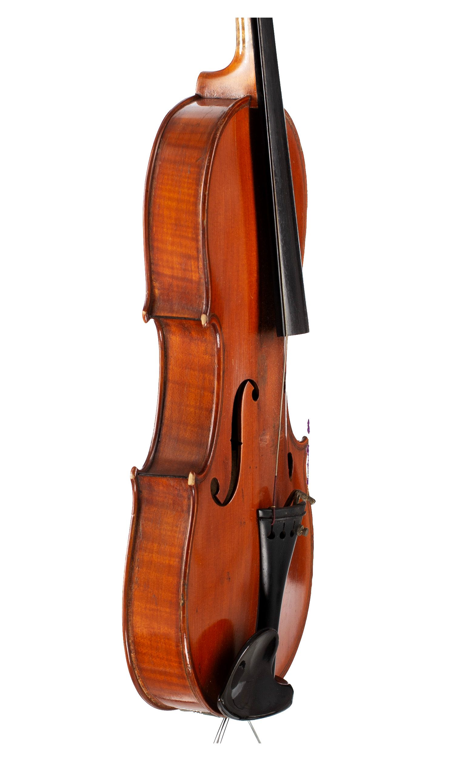 Violin, Workshop of Jérôme Thibouville-Lamy, Mirecourt, circa 1920 — angled view, 70°
