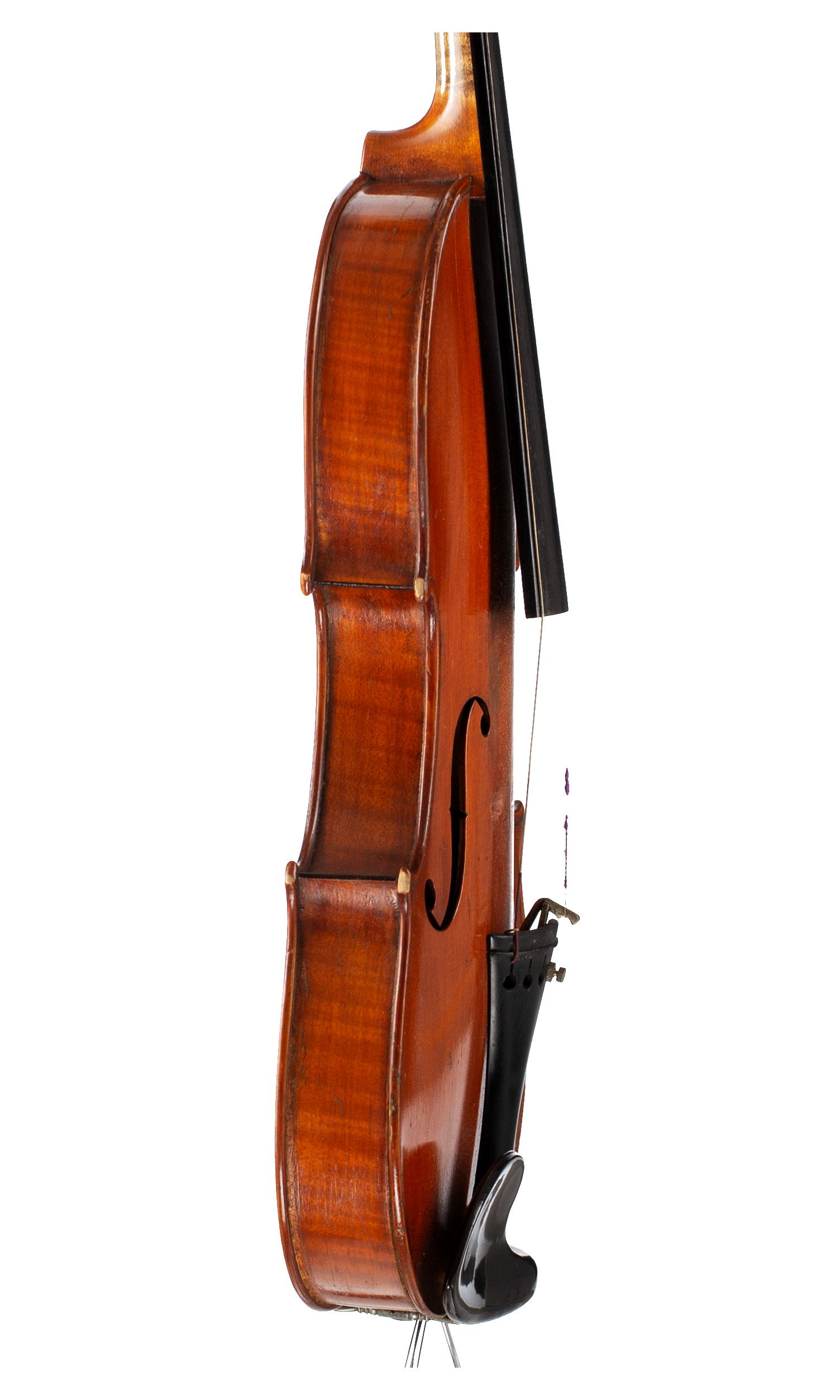 Violin, Workshop of Jérôme Thibouville-Lamy, Mirecourt, circa 1920 — angled view, 80°