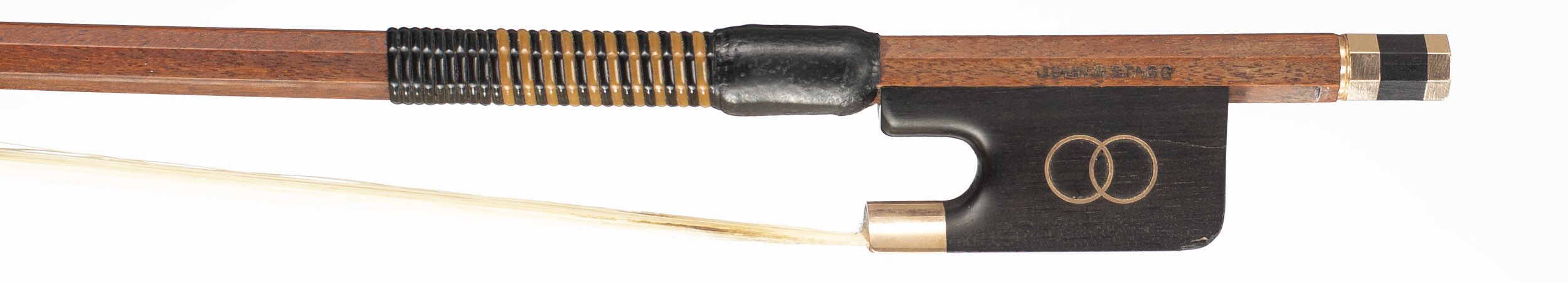 A gold-mounted cello bow by John Stagg, Bristol — frog