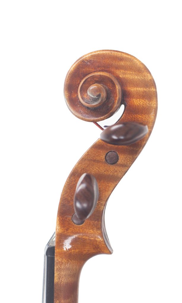 Violin, Workshop of Louis Noebe, Homburg — scroll