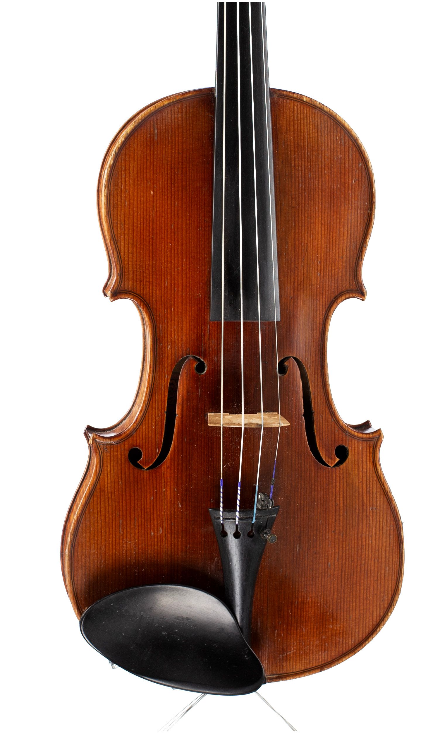 Violin, Workshop of Louis Noebe, Homburg — angled view, 10°