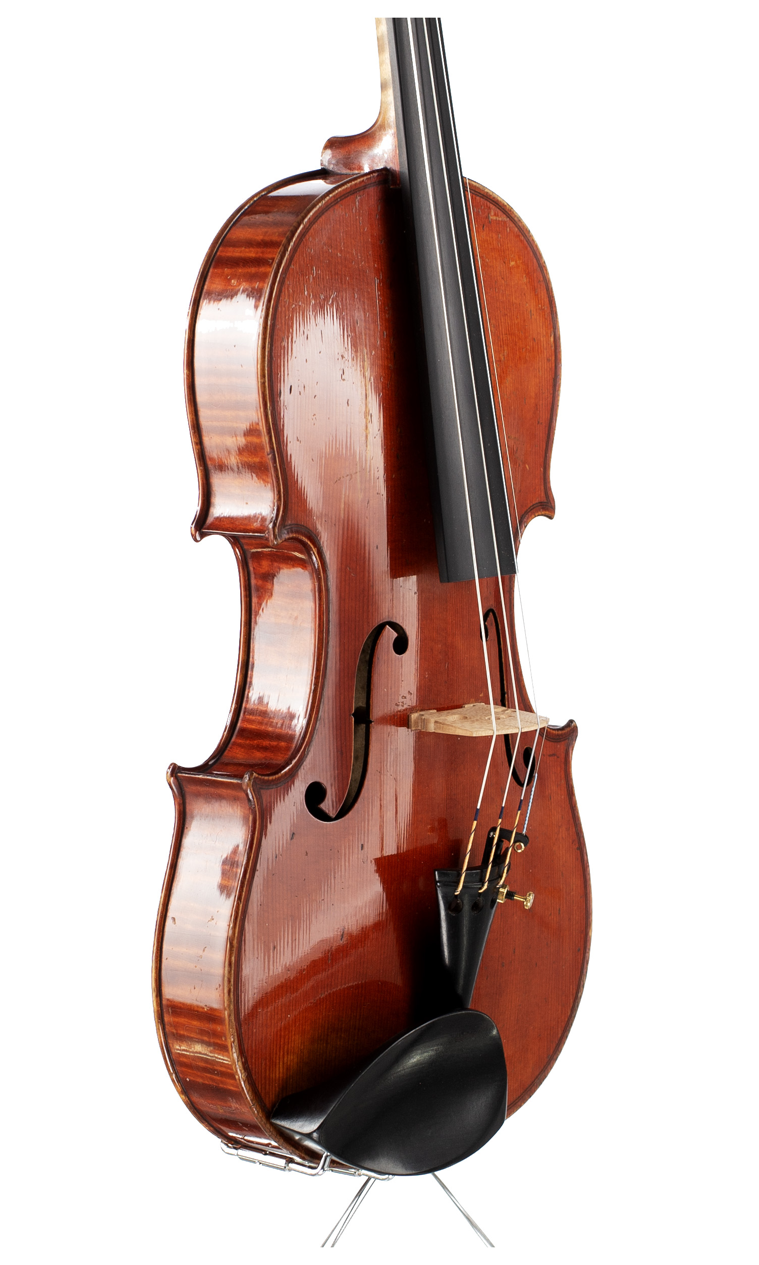 A violin by Albertus Blanchi, Nice, 1910 — angled view, 50°
