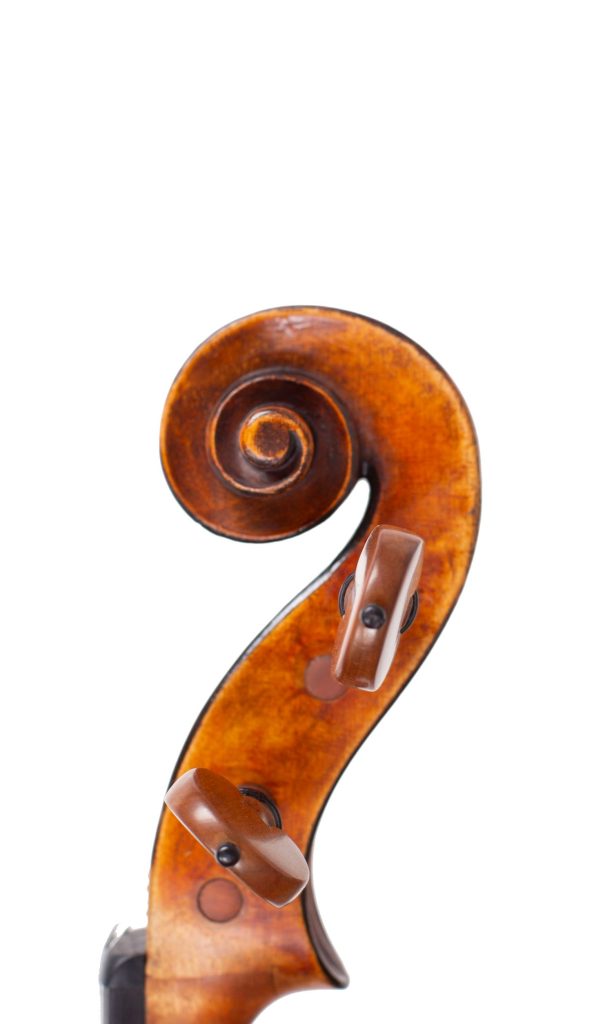 Violin, Workshop of Grandjon, Mirecourt, 19th Century — scroll