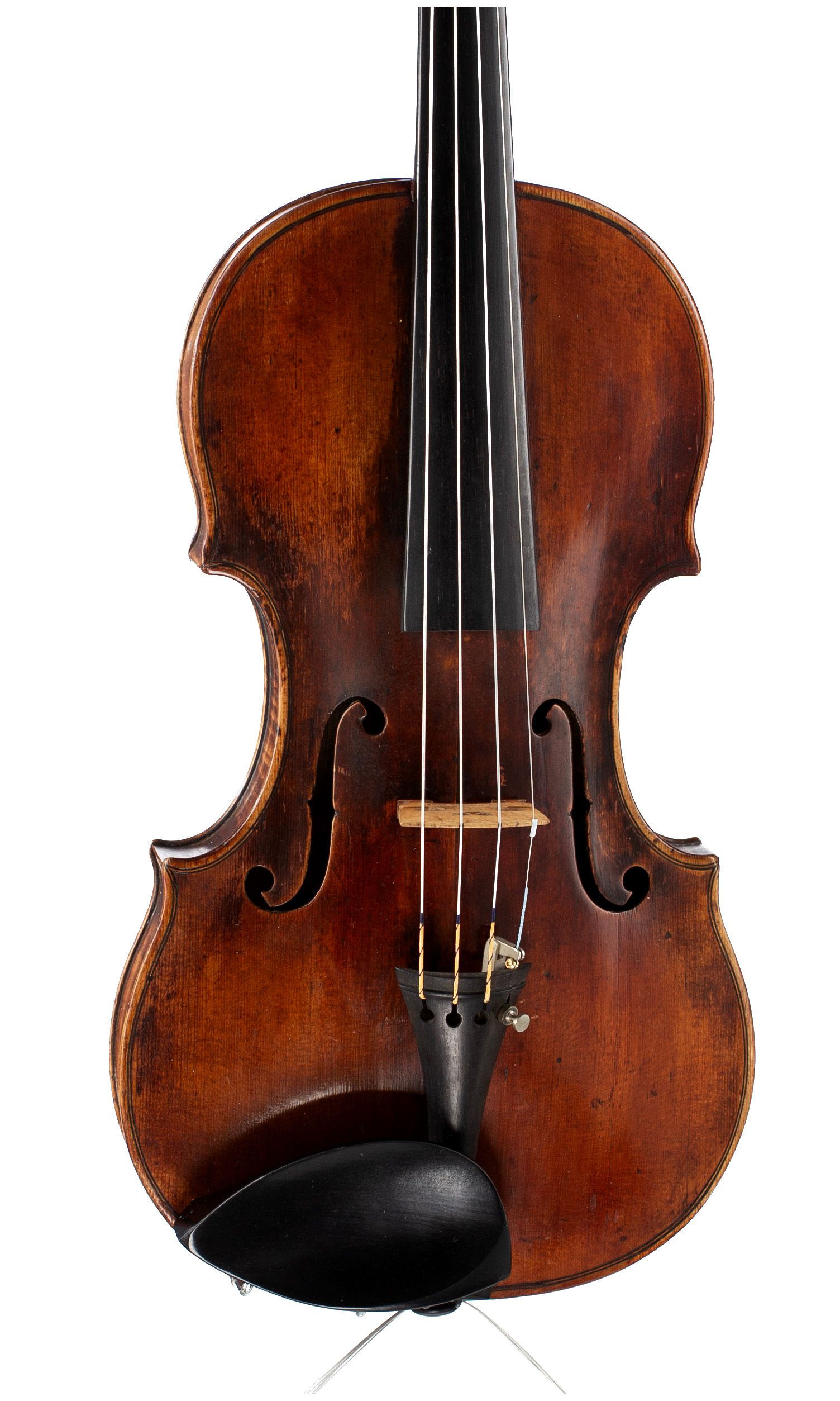Violin, Circle of Klotz, Mittenwald, 18th Century — angled view, 10°