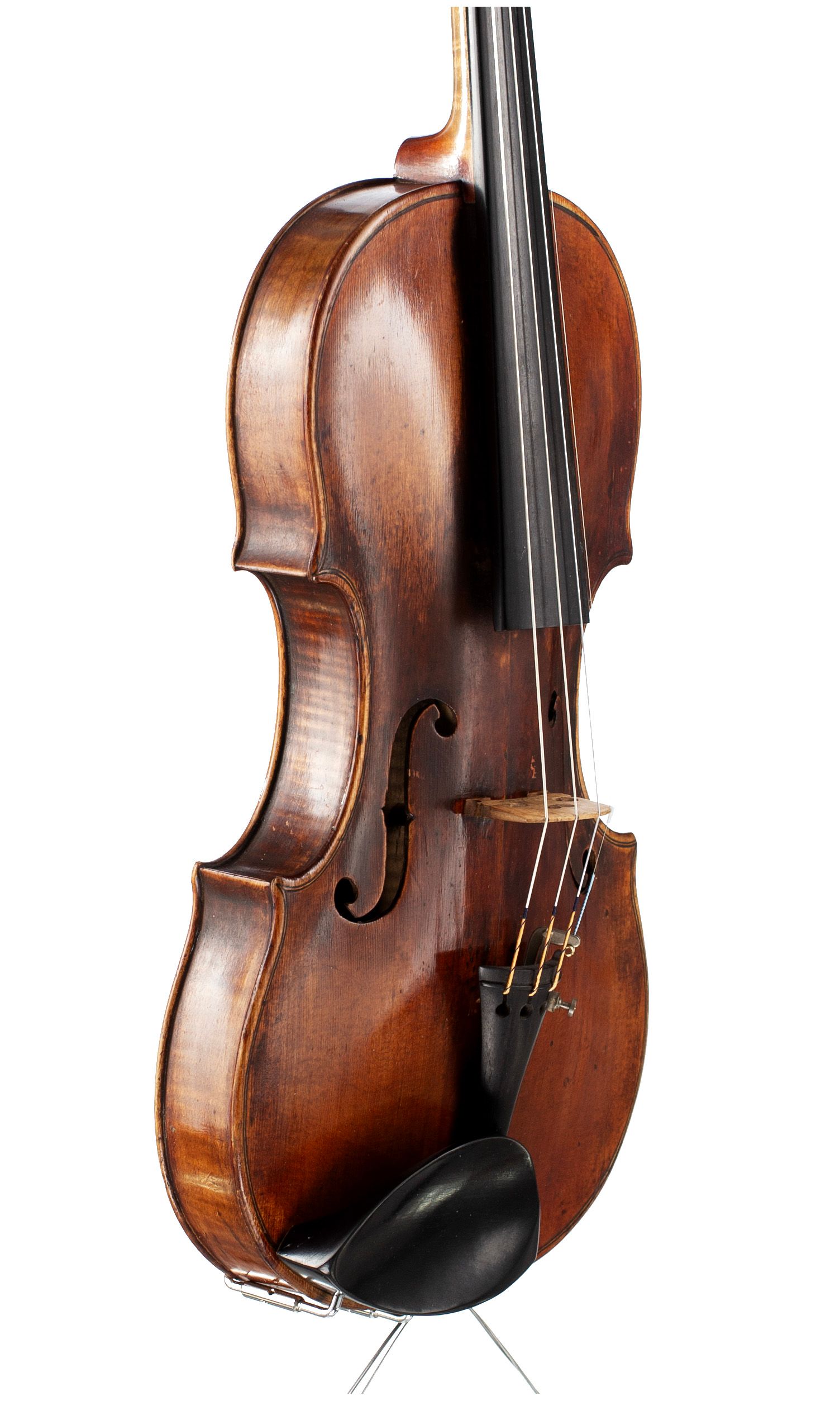 Violin, Circle of Klotz, Mittenwald, 18th Century — angled view, 50°