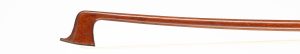 A nickel-mounted violin bow by Roger François Lotte, Mirecourt, circa 1960 — head and frog
