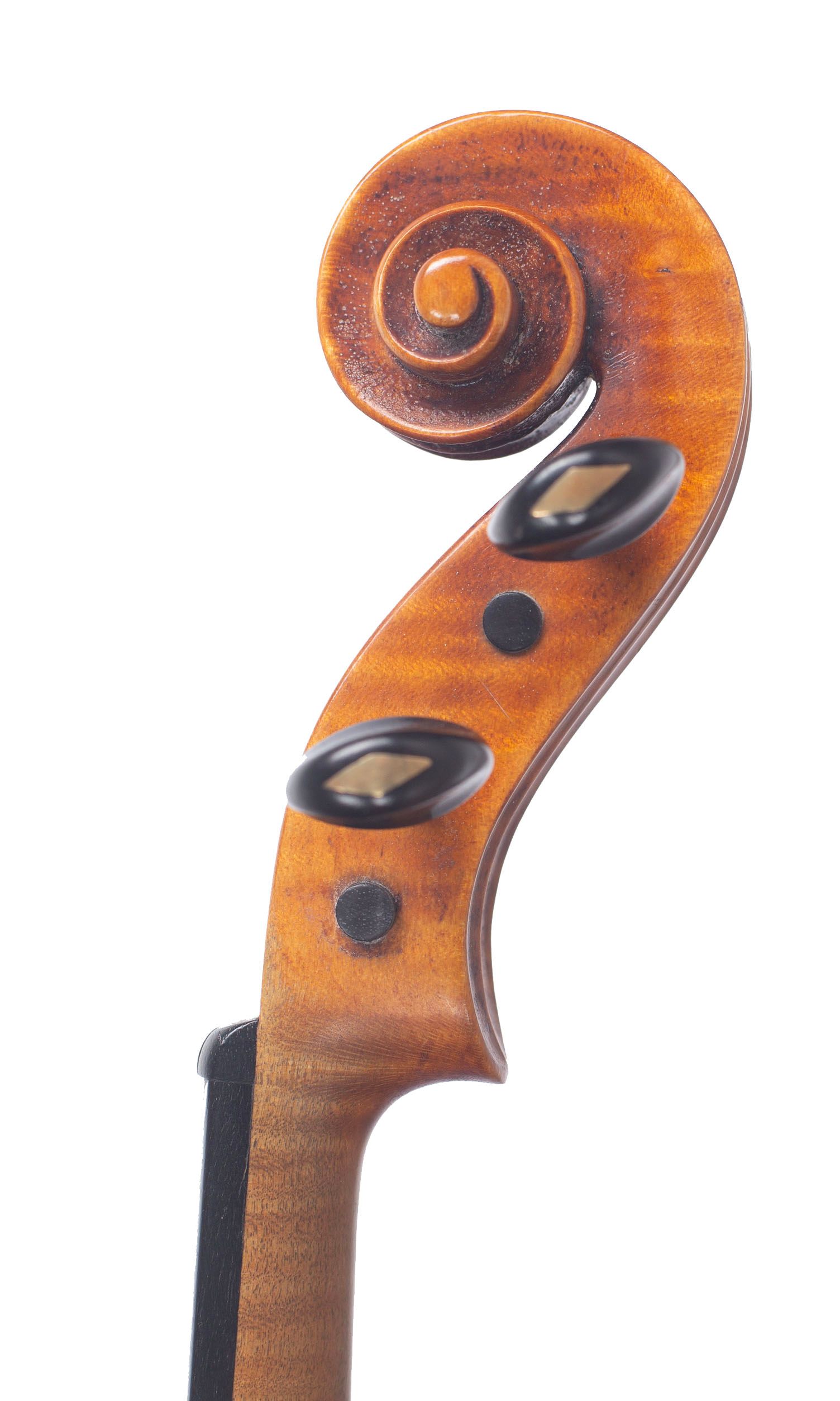 Violin, Workshop of Ernst Heinrich Roth, Bubenreuth, 1968 — scroll