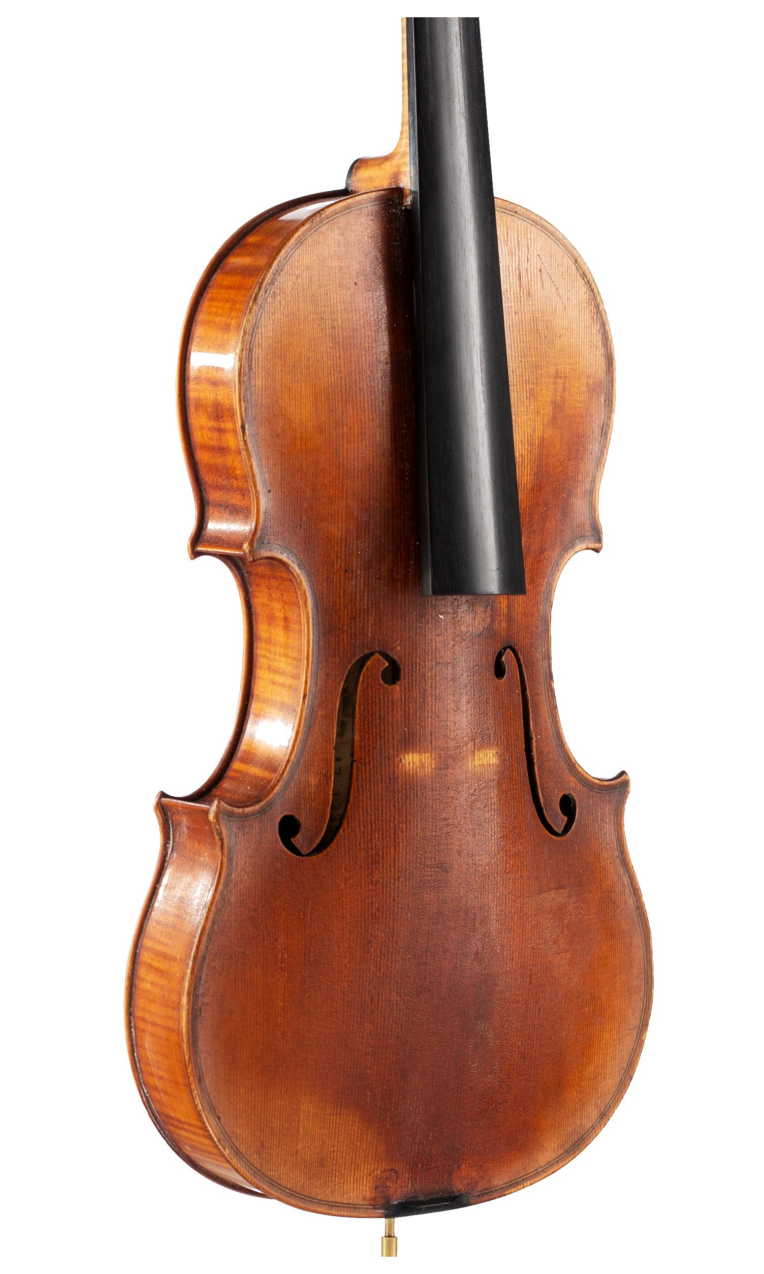 Violin, Workshop of Ernst Heinrich Roth, Bubenreuth, 1968 — angled view, 40°