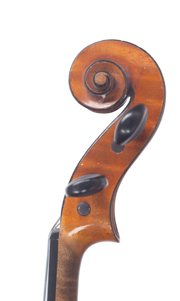 Violin by Paul Alexandre Mangenot, Mirecourt, circa 1900 — scroll