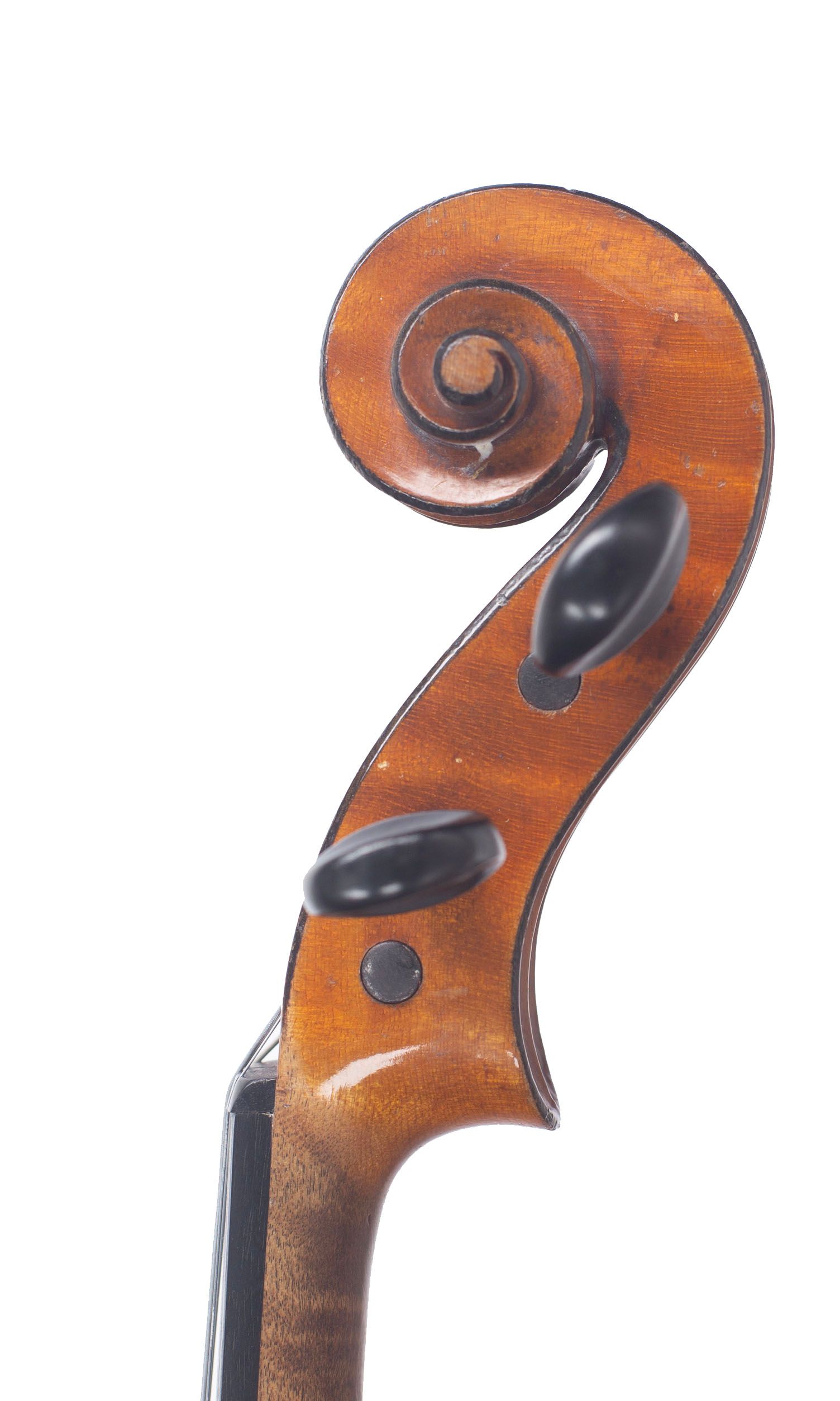 Violin by Paul Alexandre Mangenot, Mirecourt, circa 1900 — scroll