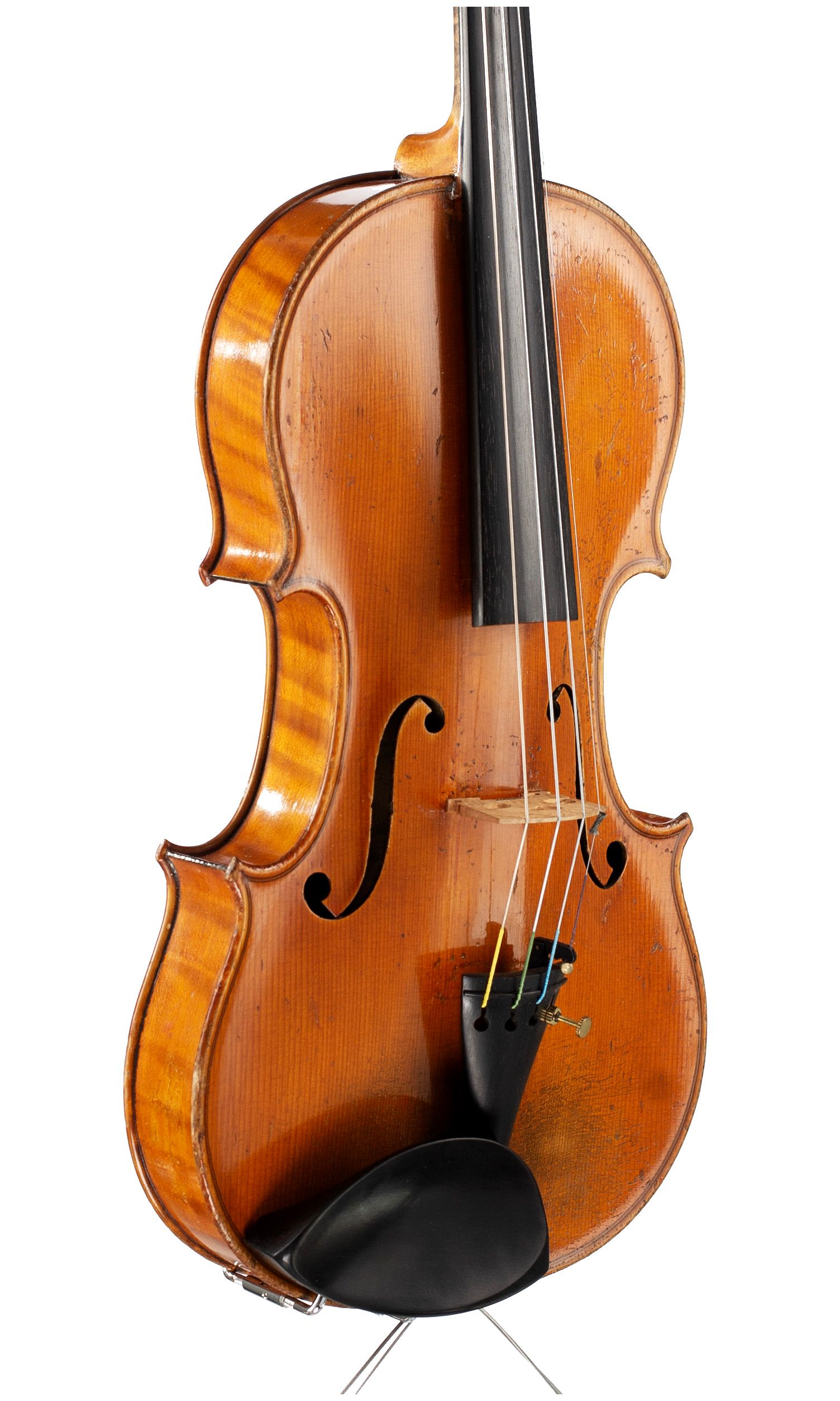 Violin by Paul Alexandre Mangenot, Mirecourt, circa 1900 — angled view, 40°