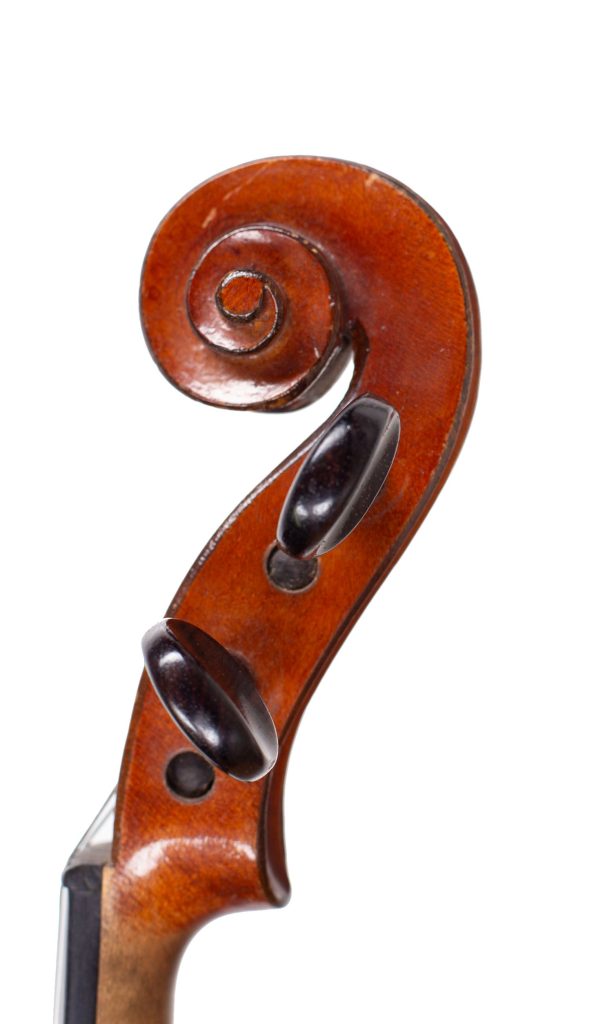Violin, Workshop of Jérôme Thibouville-Lamy, Mirecourt, circa 1900 — scroll