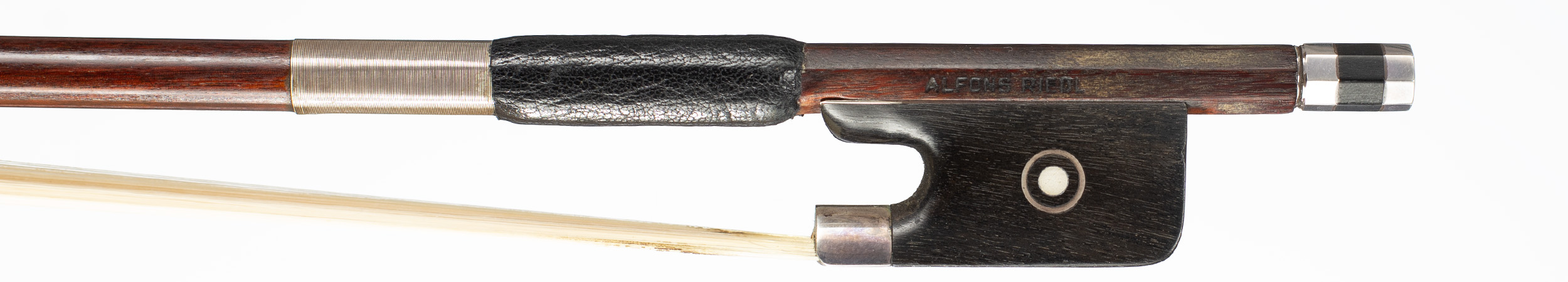 A silver-mounted cello bow by Alfons Riedl, Bubenreuth, circa 1960 — frog