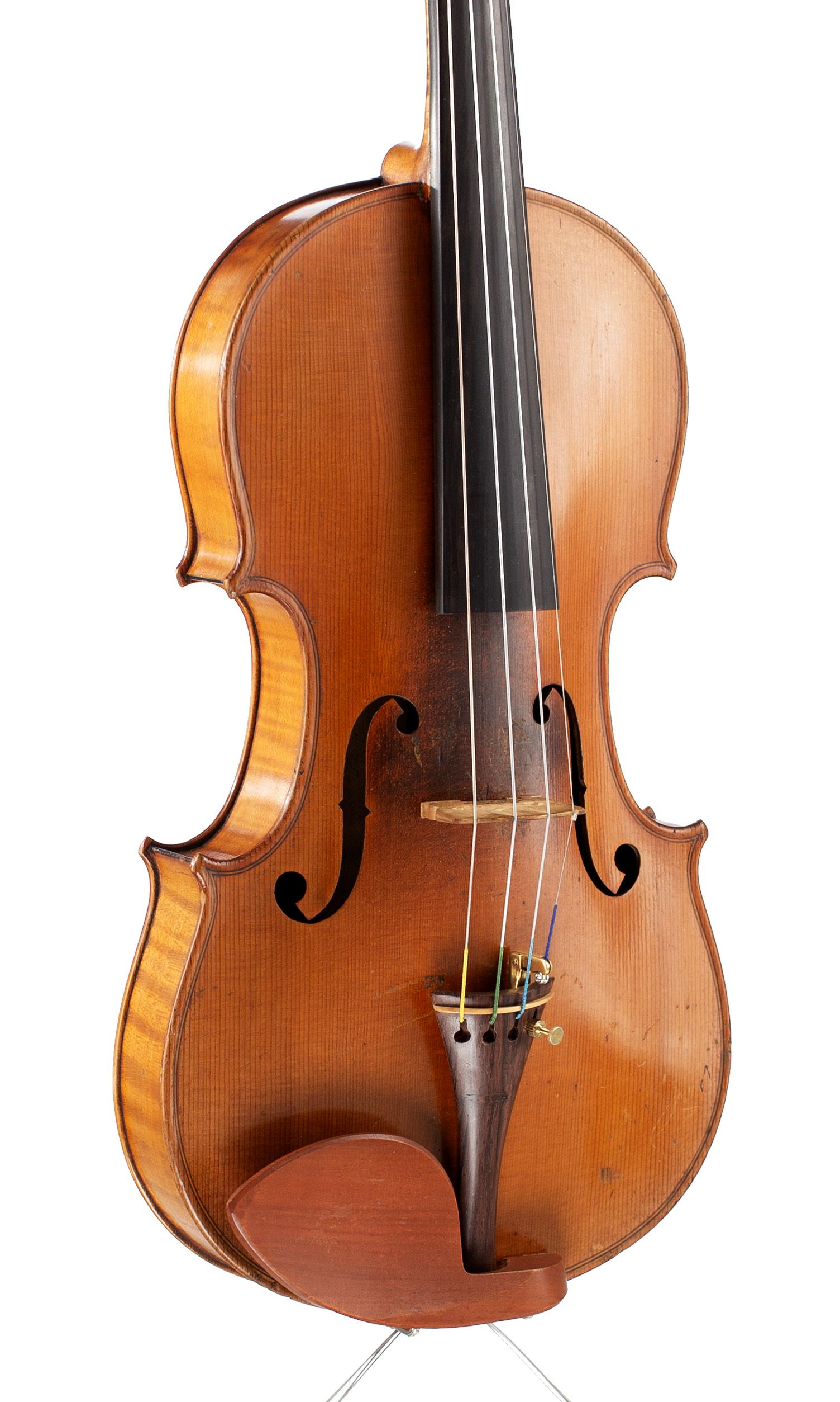 Violin, Workshop of Jérôme Thibouville-Lamy, Mirecourt, circa 1930 — angled view, 30°