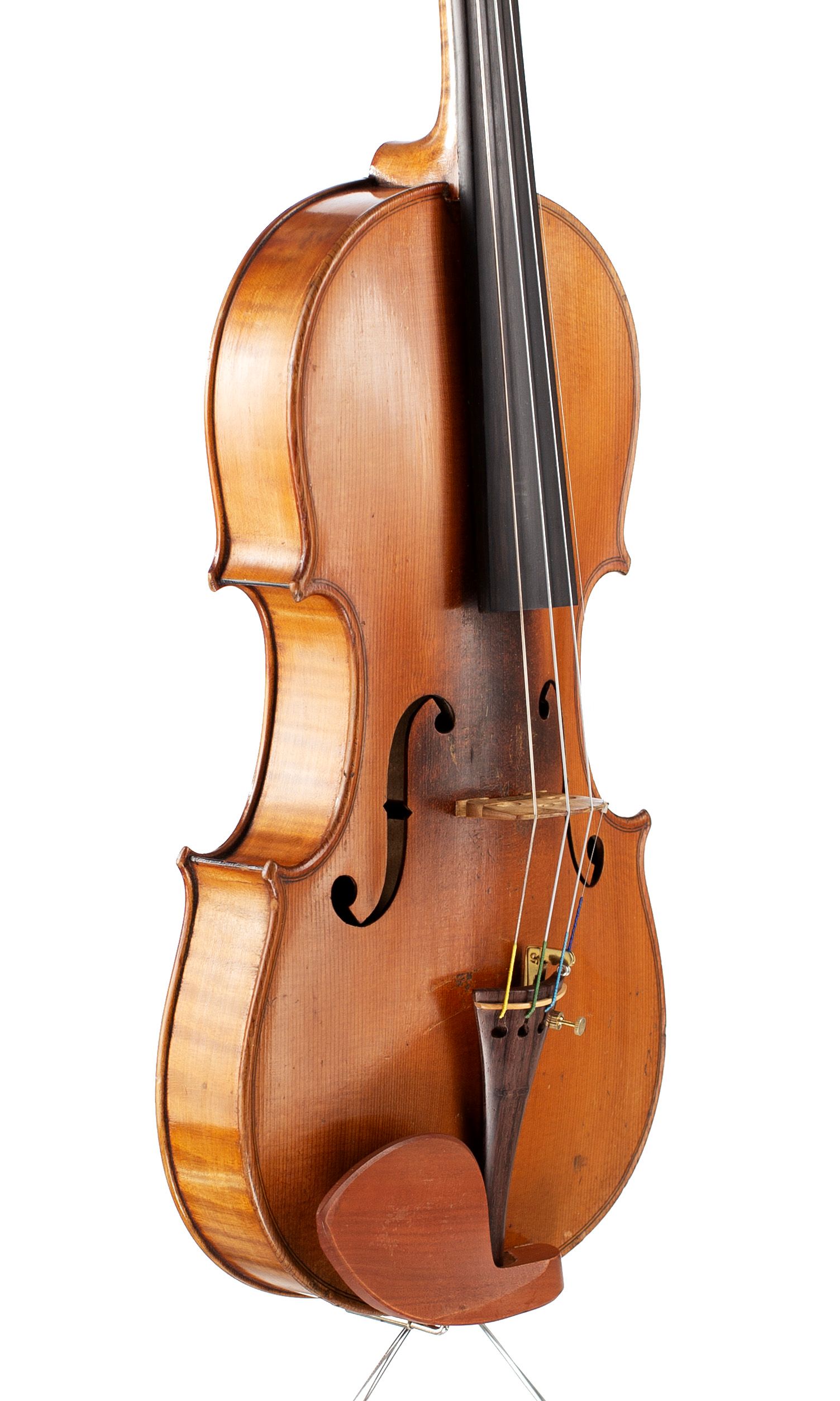 Violin, Workshop of Jérôme Thibouville-Lamy, Mirecourt, circa 1930 — angled view, 50°