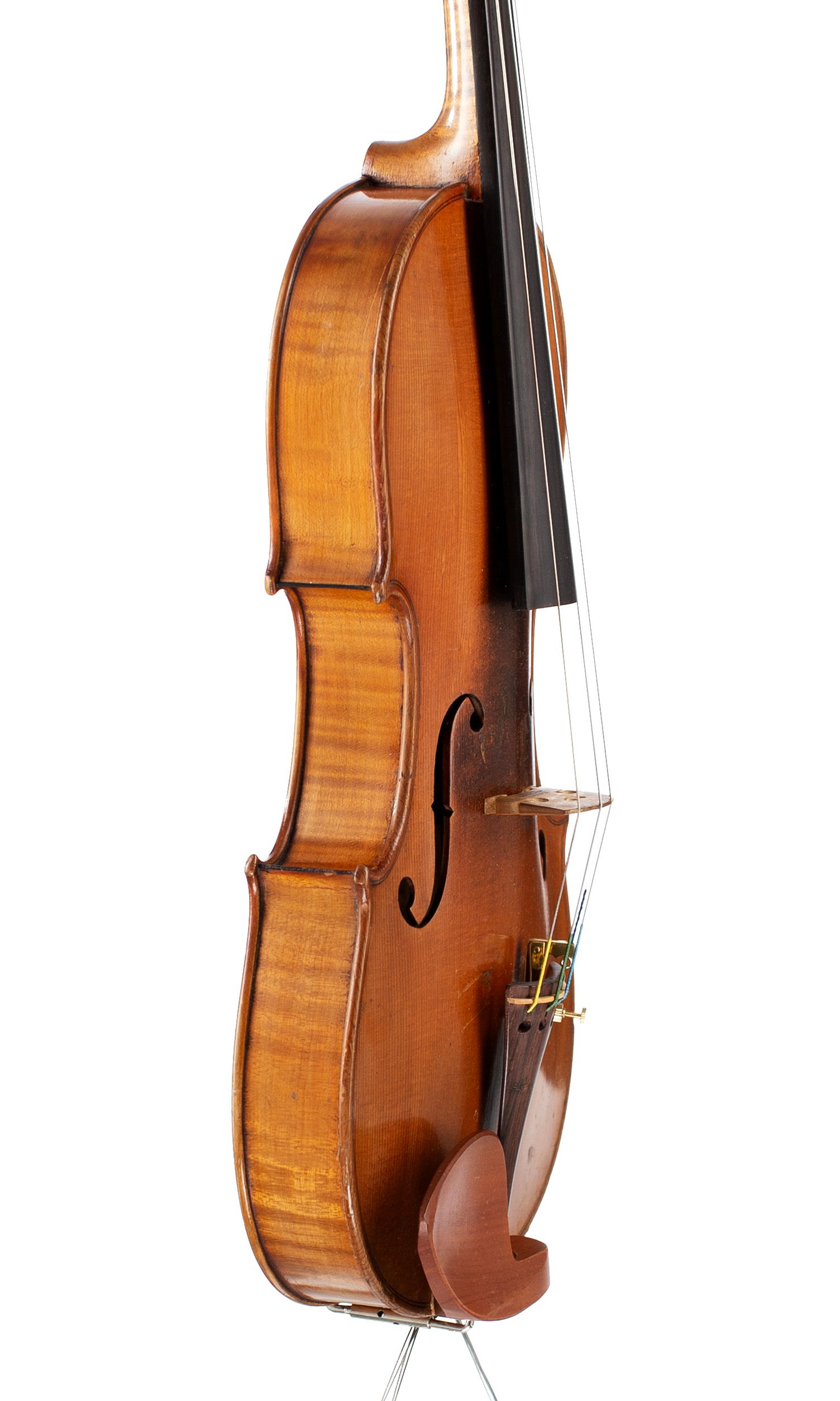 Violin, Workshop of Jérôme Thibouville-Lamy, Mirecourt, circa 1930 — angled view, 70°