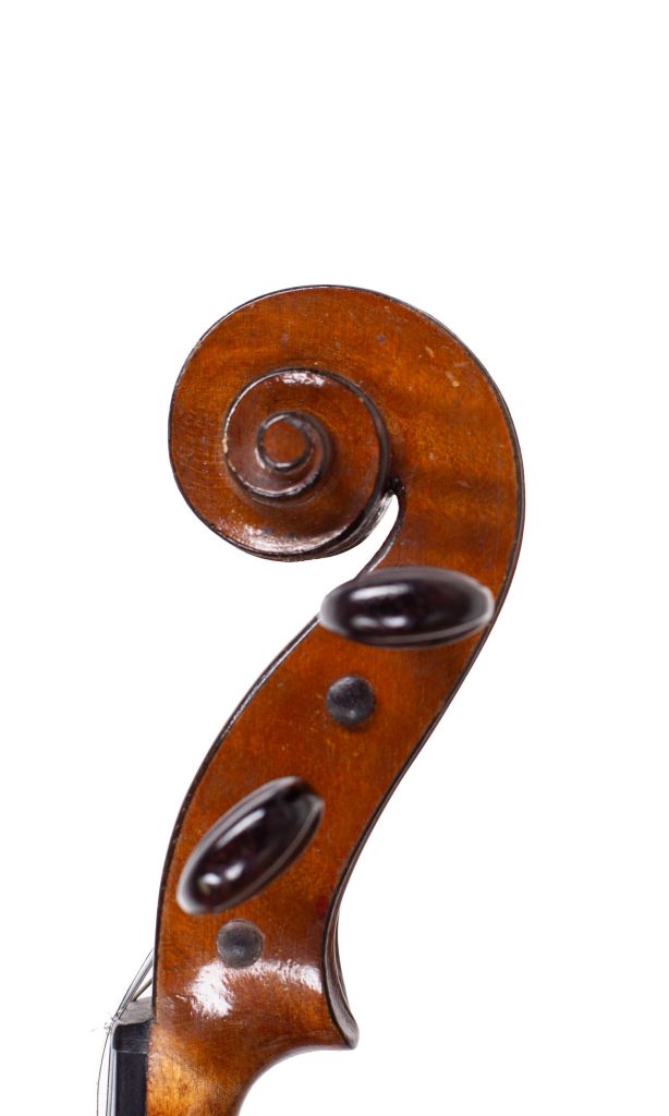 Violin, Workshop of Jérôme Thibouville-Lamy, Mirecourt, circa 1920 — scroll