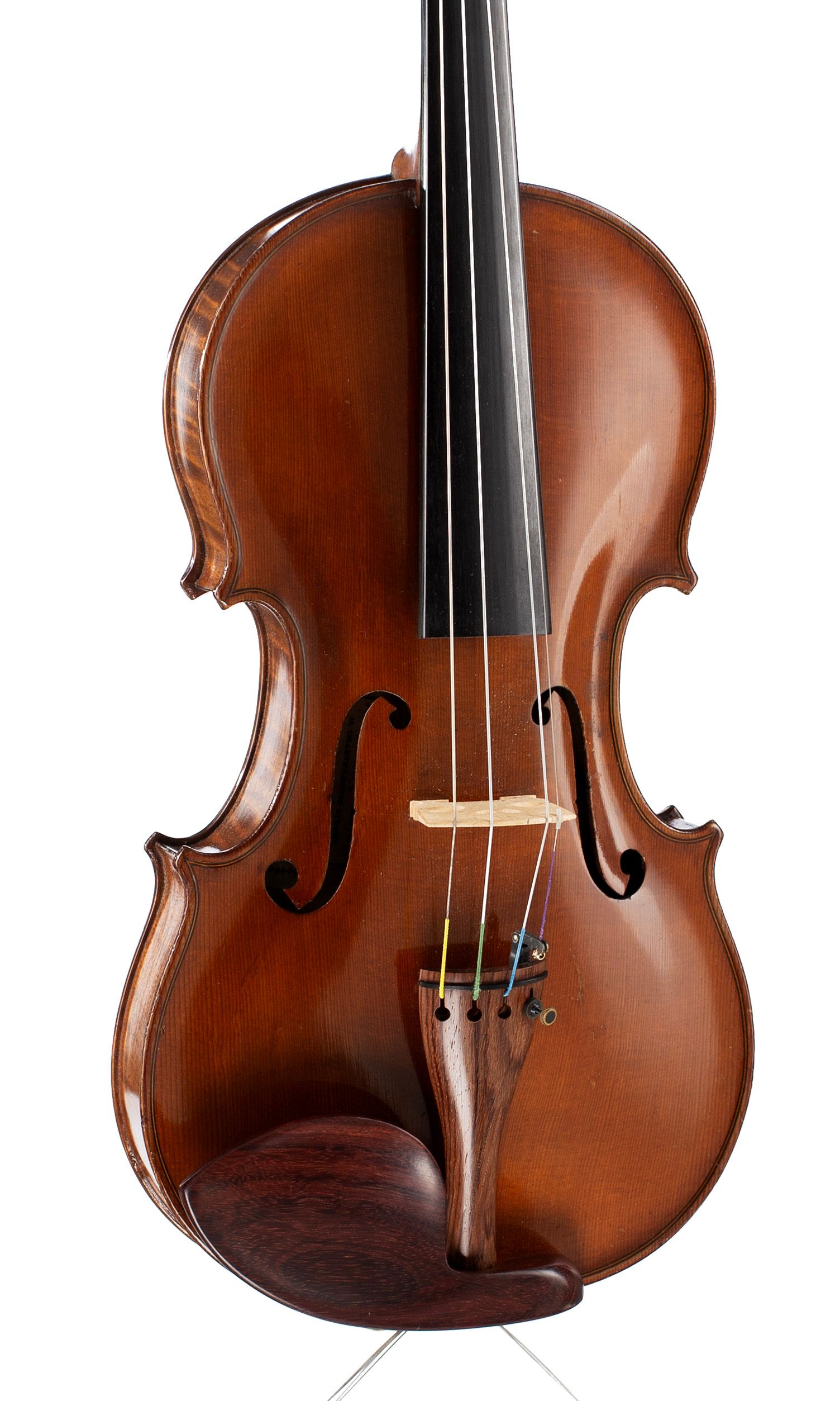 Violin, Workshop of Jérôme Thibouville-Lamy, Mirecourt, circa 1920 — angled view, 20°