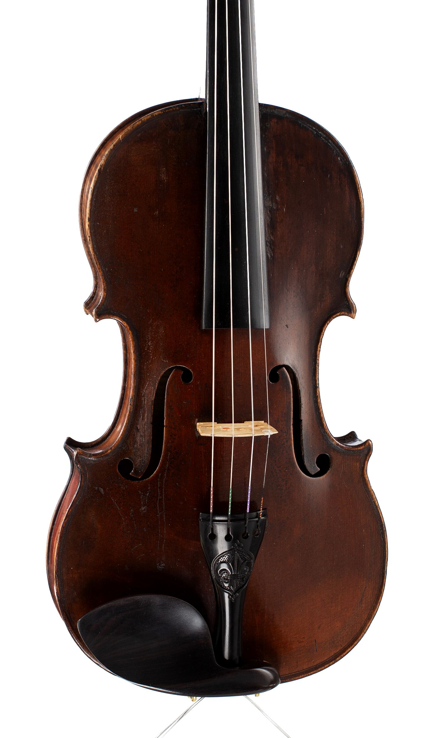 Violin, Workshop of Didier Nicolas Aine, Mirecourt, circa 1820 — angled view, 10°