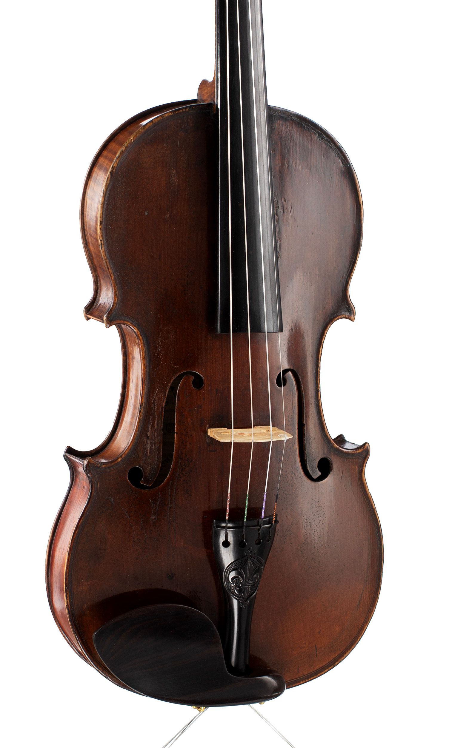 Violin, Workshop of Didier Nicolas Aine, Mirecourt, circa 1820 — angled view, 20°
