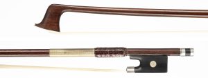 A silver-mounted violin bow by Pierre Simon, Paris, circa 1865 — head and frog