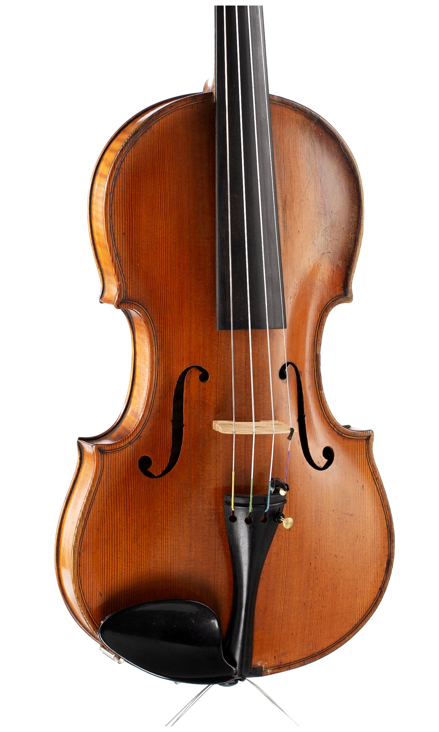 Violin by George Nelson, Clacton on Sea, 1912 — angled view, 20°