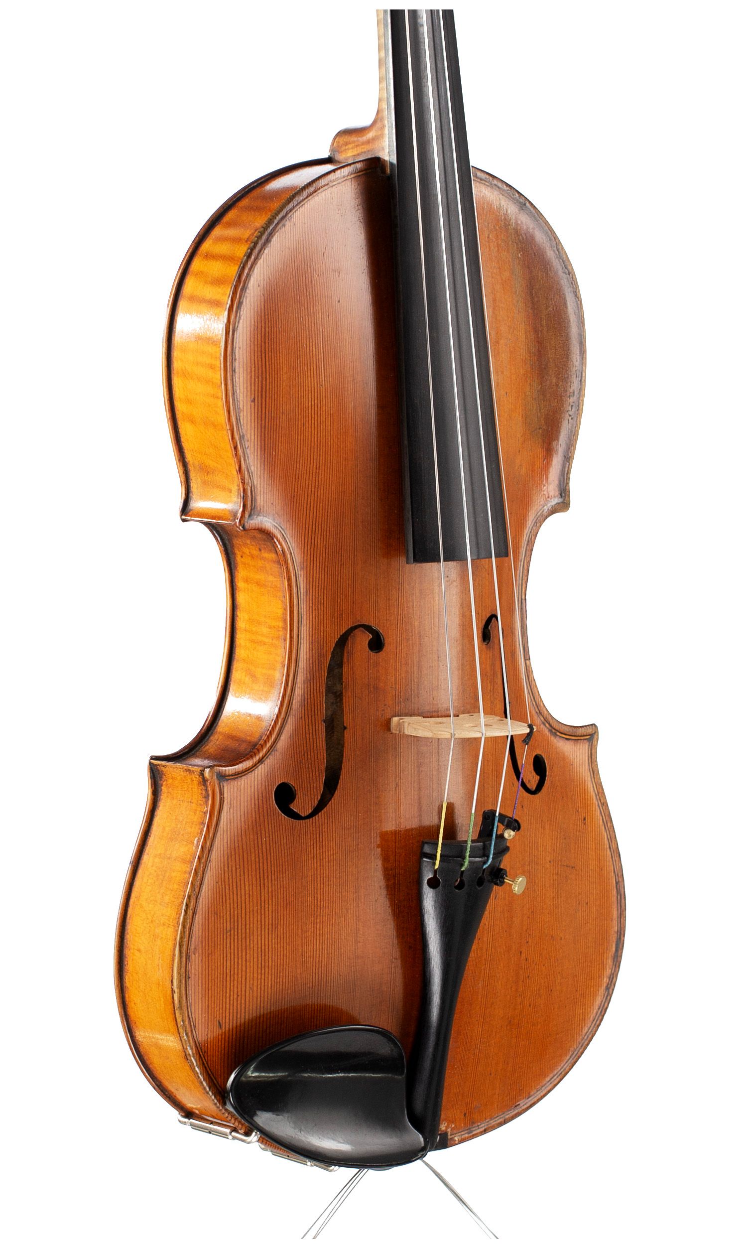 Violin by George Nelson, Clacton on Sea, 1912 — angled view, 40°