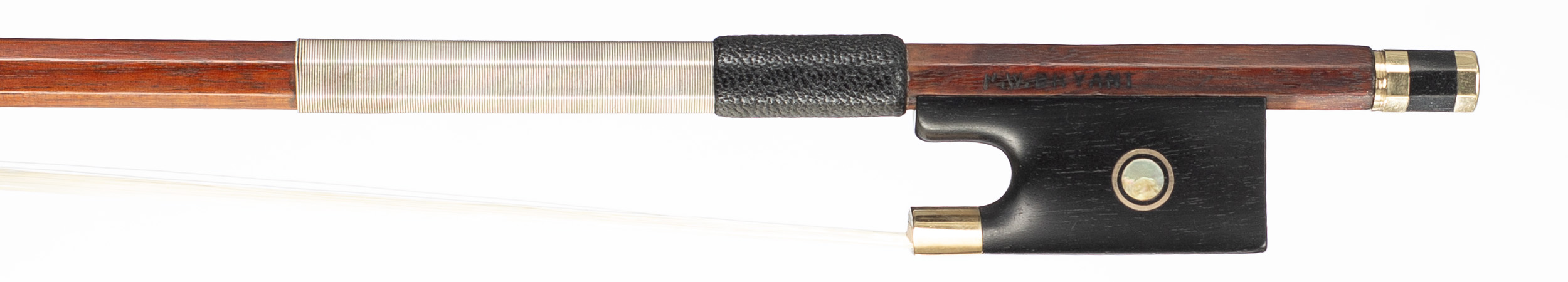 A gold-mounted violin bow by Percival Bryant, England, 1972 — frog