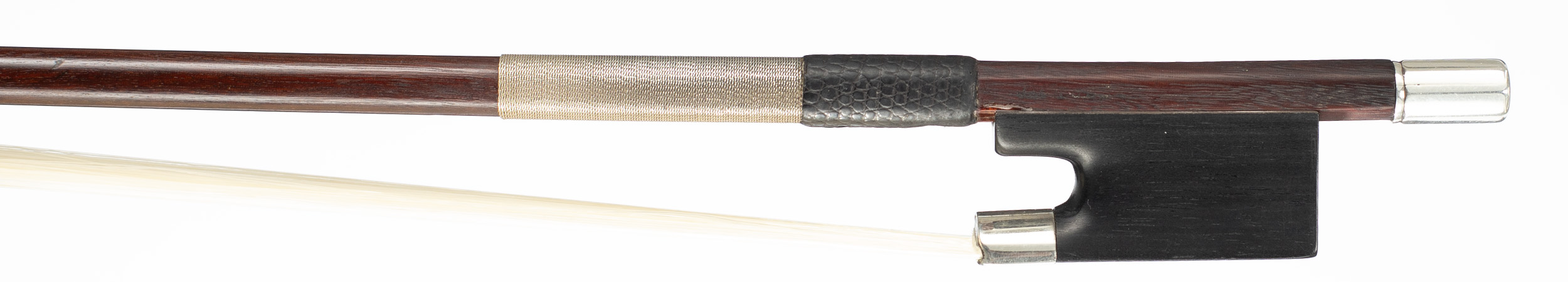 A silver-mounted viola bow by James Tubbs, London, circa 1900 — frog