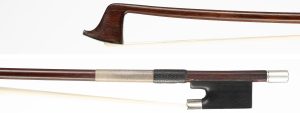 A silver-mounted viola bow by James Tubbs, London, circa 1900 — head and frog