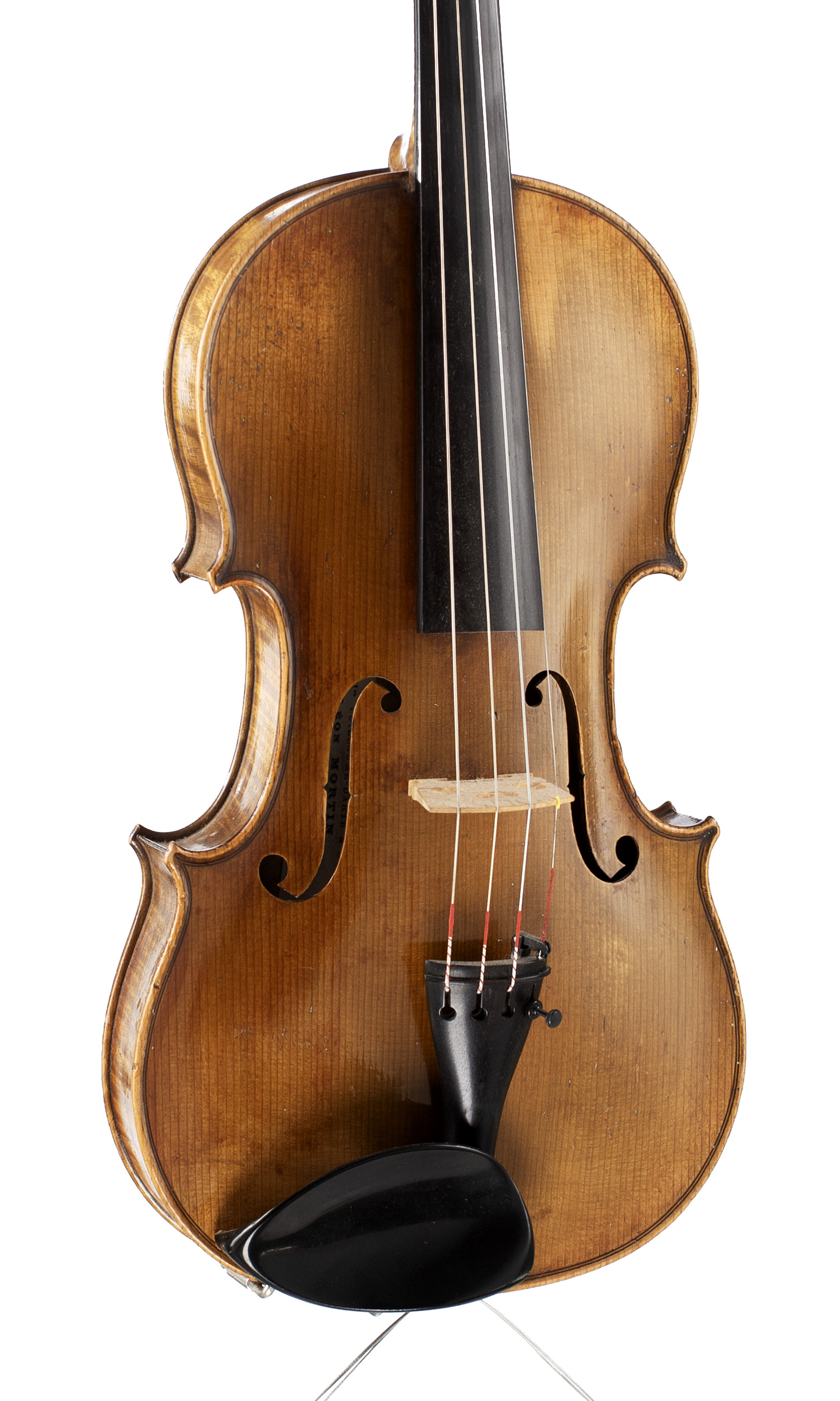 A violin by Leon Mortin, Mirecourt, 1919 — angled view, 20°