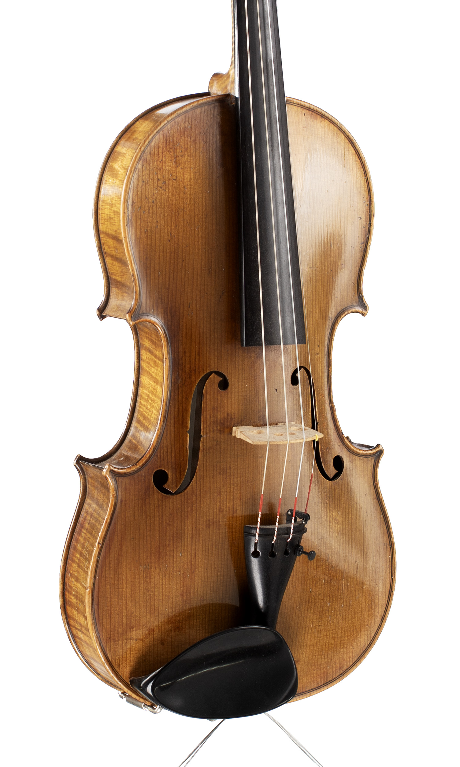 A violin by Leon Mortin, Mirecourt, 1919 — angled view, 30°