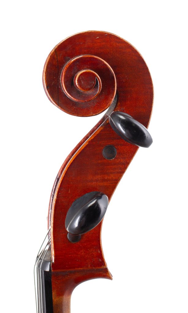 Cello, Workshop of Jérôme Thibouville-Lamy, Mirecourt, circa 1900 — scroll