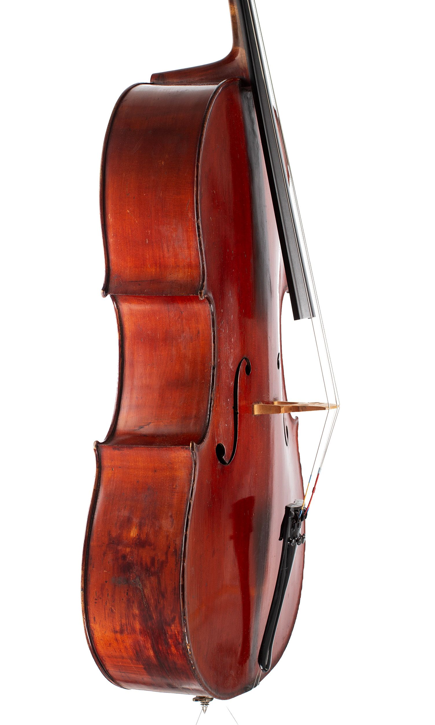 Cello, Workshop of Jérôme Thibouville-Lamy, Mirecourt, circa 1900 — angled view, 70°
